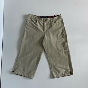 Hiking Khaki Gorpcore Adjustable Cargo Capris, medium, summer athletic wear
